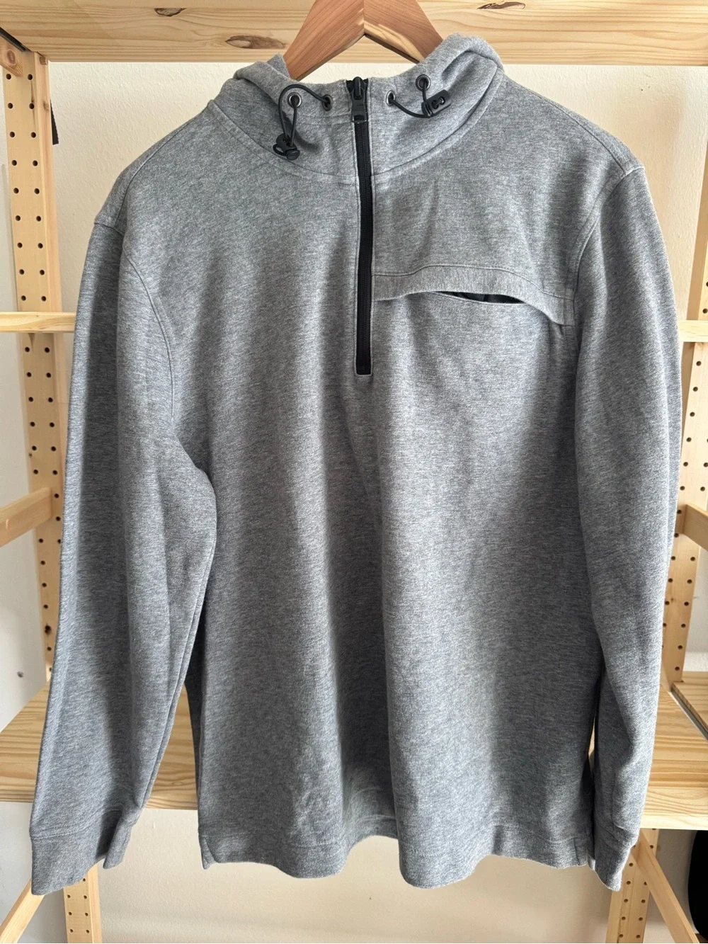 Banana Republic Gray Half-Zip Hooded Pullover